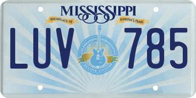 MS license plate LUV785