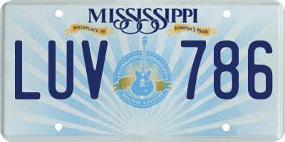 MS license plate LUV786