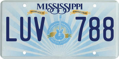 MS license plate LUV788