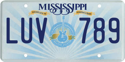 MS license plate LUV789