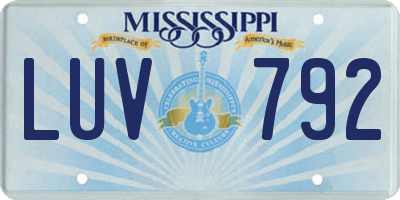 MS license plate LUV792