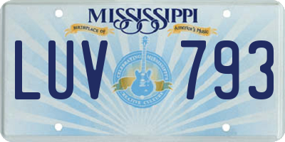 MS license plate LUV793