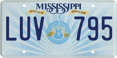 MS license plate LUV795