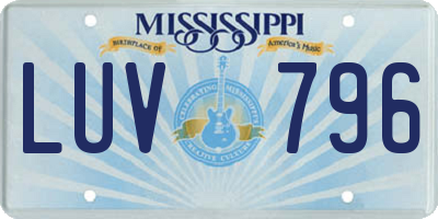 MS license plate LUV796