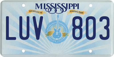 MS license plate LUV803