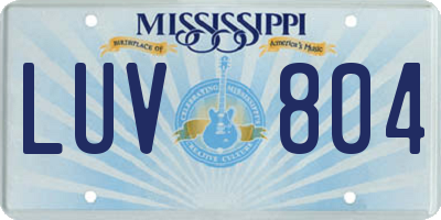 MS license plate LUV804