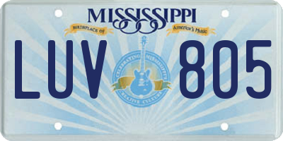 MS license plate LUV805