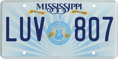 MS license plate LUV807