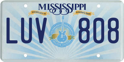 MS license plate LUV808