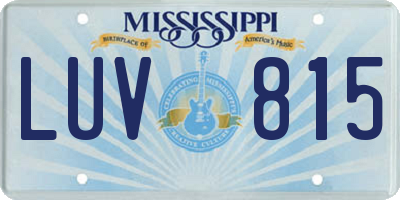MS license plate LUV815