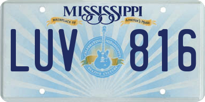 MS license plate LUV816