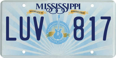MS license plate LUV817