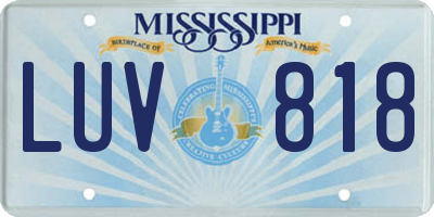 MS license plate LUV818
