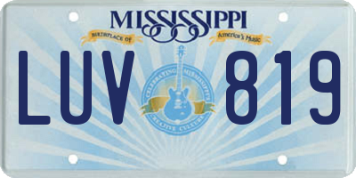 MS license plate LUV819