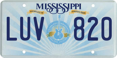 MS license plate LUV820