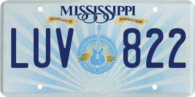 MS license plate LUV822