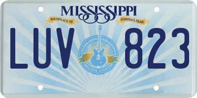 MS license plate LUV823