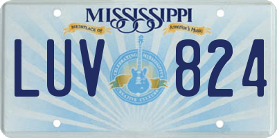 MS license plate LUV824