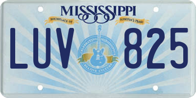 MS license plate LUV825