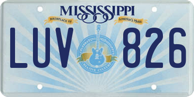 MS license plate LUV826