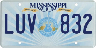 MS license plate LUV832