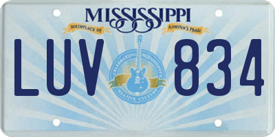 MS license plate LUV834
