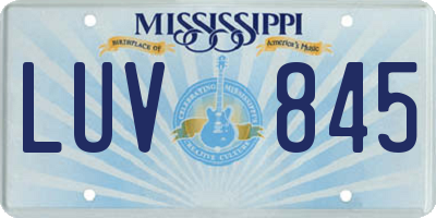 MS license plate LUV845