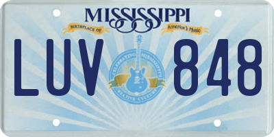 MS license plate LUV848