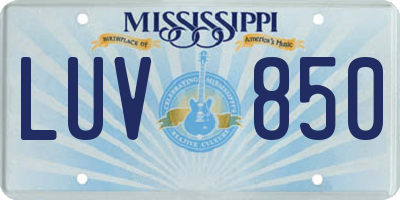 MS license plate LUV850