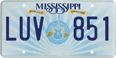 MS license plate LUV851