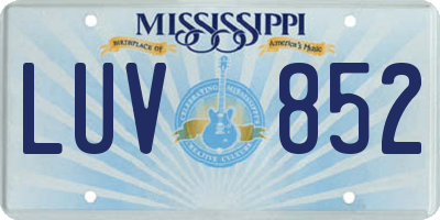 MS license plate LUV852