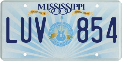 MS license plate LUV854