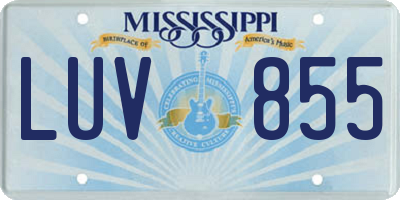 MS license plate LUV855