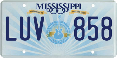 MS license plate LUV858