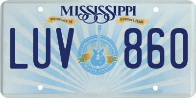 MS license plate LUV860