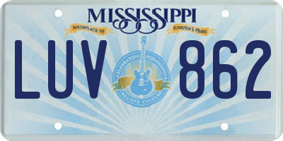MS license plate LUV862