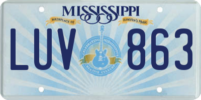 MS license plate LUV863