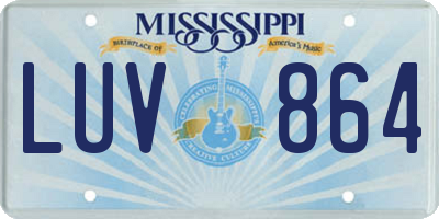 MS license plate LUV864