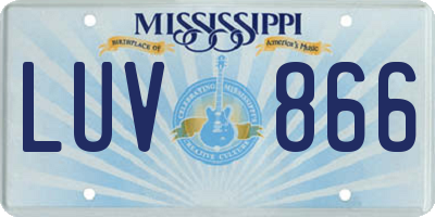 MS license plate LUV866