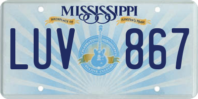 MS license plate LUV867
