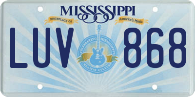 MS license plate LUV868