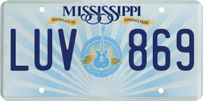 MS license plate LUV869