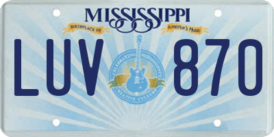 MS license plate LUV870