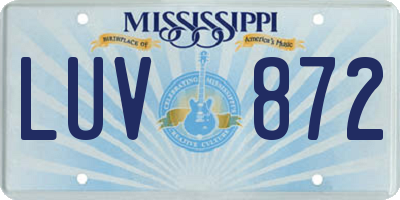 MS license plate LUV872