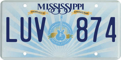 MS license plate LUV874