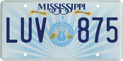 MS license plate LUV875