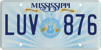 MS license plate LUV876