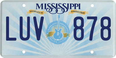 MS license plate LUV878