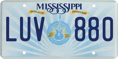 MS license plate LUV880