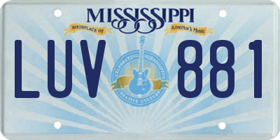 MS license plate LUV881
